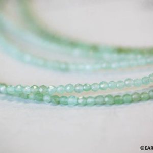 Shop Chrysoprase Faceted Beads! S/ Chrysoprase 3mm Faceted Round beads 16" strand Natural green gemstone beads For jewelry making | Natural genuine faceted Chrysoprase beads for beading and jewelry making.  #jewelry #beads #beadedjewelry #diyjewelry #jewelrymaking #beadstore #beading #affiliate #ad