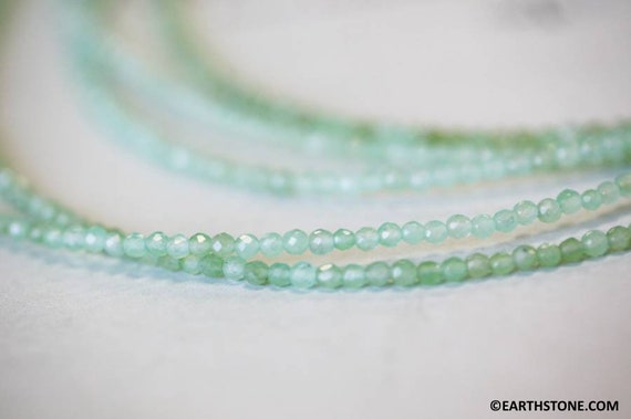 S/ Chrysoprase 3mm Faceted Round Beads 16" Strand Natural Green Gemstone Beads For Jewelry Making
