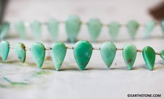 L/ Chrysoprase 10x20mm Fancy Drop Beads, Size Varies, 16" Strand, Unique Drop Cut For Earring For Jewelry Making
