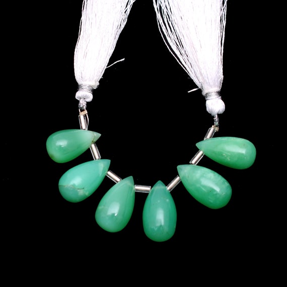 Natural Chrysoprase Gemstone 10x18mm Smooth Teardrop Briolette Beads | Green Chrysoprase Semi Precious Gemstone Loose Drops For Jewelry