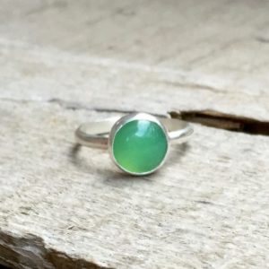 Shop Chrysoprase Rings! Elegant Minimalist Bright Green Chrysoprase Solitaire Sterling Silver Ring | Green Gemstone Ring | Chrysoprase Ring | Silver Ring | | Natural genuine Chrysoprase rings, simple unique handcrafted gemstone rings. #rings #jewelry #shopping #gift #handmade #fashion #style #affiliate #ad