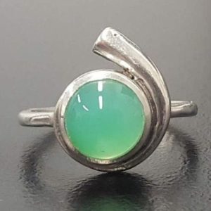 Shop Chrysoprase Rings! Chrysoprase Ring, Natural Chrysoprase, May Birthstone, Round Vintage Ring, Green Vintage Ring, May Ring, Vintage Ring, Solid Silver Ring | Natural genuine Chrysoprase rings, simple unique handcrafted gemstone rings. #rings #jewelry #shopping #gift #handmade #fashion #style #affiliate #ad