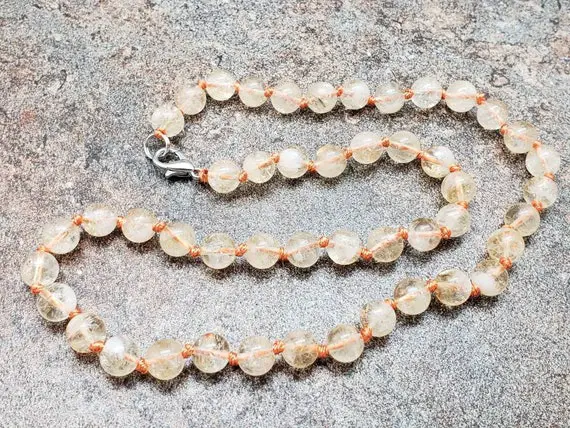 Citrine Hand Knotted Necklace With Lobster Claw Clasp