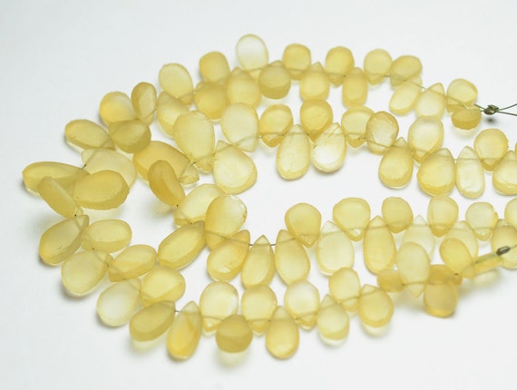 7 Inch Strand Natural Citrine Matte Finish Beads 5x7mm To 7x11mm Pear Briolettes Gemstone Beads Superb Citrine Beads Stone No4443