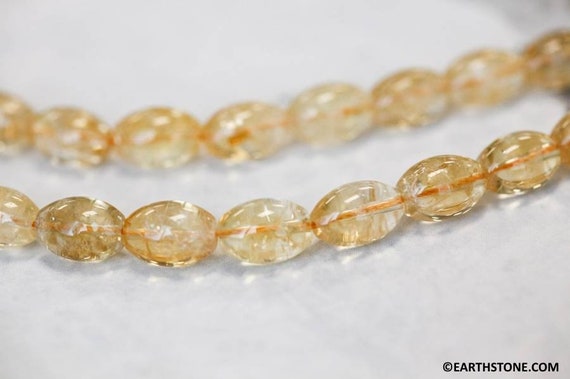 M/ Citrine 10x14mm/ 9x12mm Oval Beads 15.5" Strand Routinely Enhanced Yellow Quartz Gemstone Beads For Jewelry Making