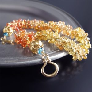 Custom Made to Order – 14k Songea Sapphire Bracelet with London Blue Topaz | Natural genuine Yellow Sapphire bracelets. Buy crystal jewelry, handmade handcrafted artisan jewelry for women.  Unique handmade gift ideas. #jewelry #beadedbracelets #beadedjewelry #gift #shopping #handmadejewelry #fashion #style #product #bracelets #affiliate #ad