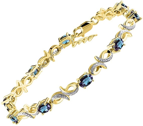 Dainty Alexandrite Bracelet-color Changing Gemstone-sterling Silver Bracelet-colors Changing Bracelet-june Birthstone Bracelet.