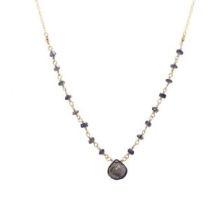 Shop Iolite Necklaces! Delicate Gold Filled Beaded Iolite Necklace, Briolette Gemstone Necklace, Artisan Beaded Necklace, Gold Fill Beaded Necklace, Iolite Jewelry | Natural genuine Iolite necklaces. Buy crystal jewelry, handmade handcrafted artisan jewelry for women.  Unique handmade gift ideas. #jewelry #beadednecklaces #beadedjewelry #gift #shopping #handmadejewelry #fashion #style #product #necklaces #affiliate #ad