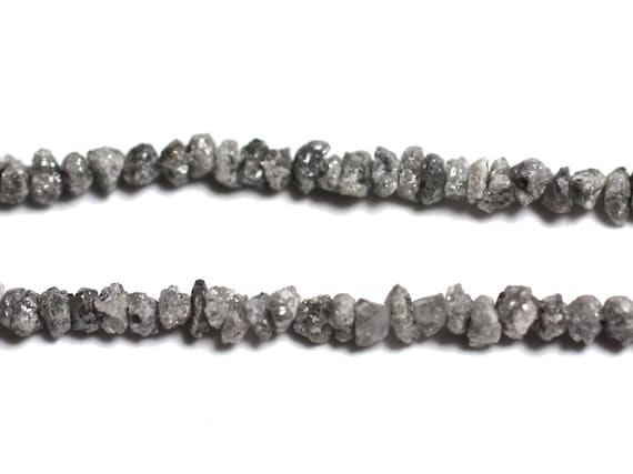 10pc - Perles Pierre Précieuse - Diamant Gris Brut 1-3mm - 4558550090638