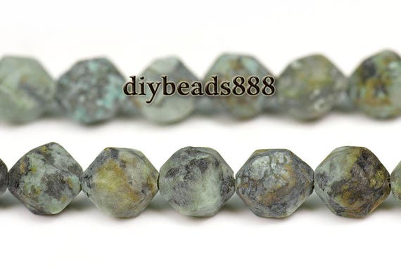 Africa Turquoise Matte Faceted Star Cut Bead,diamond Cut Bead,frosted Bead,natural,gemstone,diy Beads,8mm 10mm For Choice,15" Full Strand