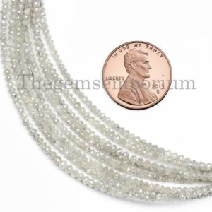 100% Natural White Diamond Rondelle Beads, 1.75-2.25mm Diamond Faceted Beads, Natural Diamond Beads, White Diamond Beads, Diamond Rondelle | Natural genuine faceted Diamond beads for beading and jewelry making.  #jewelry #beads #beadedjewelry #diyjewelry #jewelrymaking #beadstore #beading #affiliate #ad