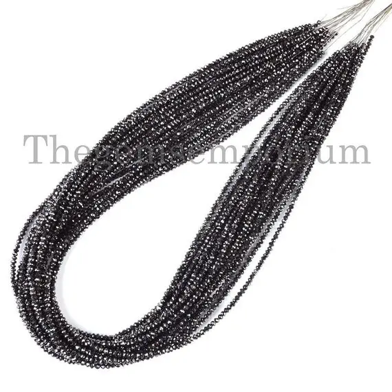 Natural Black Diamond 2-2.5mm Faceted Rondelle Beads, Black Diamond Beads, Black Diamond Rondelle Beads, Diamond Rondelle, Diamond Beads