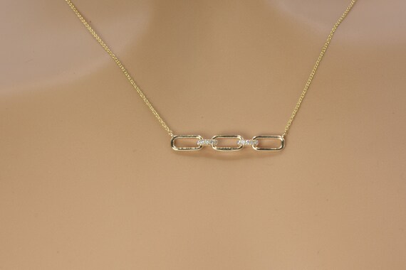 Diamond Chain Necklace In 14kt Gold | Link Chain Necklace | Cuban Chain Necklace | Gift For Her | Dainty Necklace | Diamond Gold Necklace