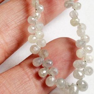 Shop Diamond Bead Shapes! 2×2.5mm-2x3mm White Diamond Faceted Briolette Beads, Natural Sparkling Rough Diamond Tear Drops, Diamond Drops For Jewelry (2Pcs To 10Pcs) | Natural genuine other-shape Diamond beads for beading and jewelry making.  #jewelry #beads #beadedjewelry #diyjewelry #jewelrymaking #beadstore #beading #affiliate #ad