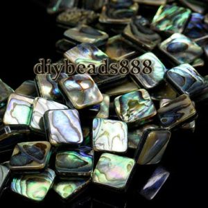 Shop Diamond Beads! Abalone shell smooth flat diamond beads,diagonal square beads,Rainbow abalone,paua shell,sea shell,8mm 10mm 12mm 14mm 16mm,15" full strand | Natural genuine beads Diamond beads for beading and jewelry making.  #jewelry #beads #beadedjewelry #diyjewelry #jewelrymaking #beadstore #beading #affiliate #ad