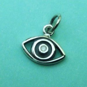 Shop Diamond Stones & Crystals! Sterling Silver Evil Eye Charm with 1 point Diamond,12x10mm | Natural genuine stones & crystals in various shapes & sizes. Buy raw cut, tumbled, or polished gemstones for making jewelry or crystal healing energy vibration raising reiki stones. #crystals #gemstones #crystalhealing #crystalsandgemstones #energyhealing #affiliate #ad