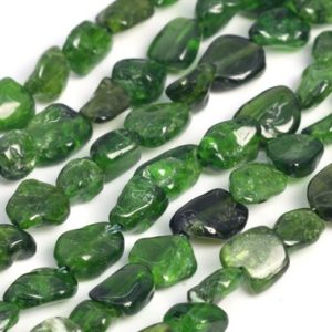 Shop Diopside Beads! Genuine Natural Chrome Diopside Loose Beads Grade AAA Pebble Nugget Shape 6-8mm | Natural genuine beads Diopside beads for beading and jewelry making.  #jewelry #beads #beadedjewelry #diyjewelry #jewelrymaking #beadstore #beading #affiliate #ad