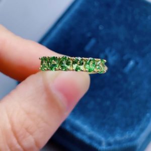 Shop Diopside Rings! Multi-Stone Band Rings, Handmade Gold Plated Diopside Ring, Natural Oval Diopside Green Stone, Customized Ring Gift, Free Engraving, Jewelry | Natural genuine Diopside rings, simple unique handcrafted gemstone rings. #rings #jewelry #shopping #gift #handmade #fashion #style #affiliate #ad