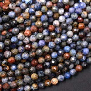 Shop Dumortierite Beads! Micro Faceted Natural Sunset Dumortierite 2mm 4mm Round Beads Laser Diamond Cut Gemstone 15.5" Strand | Natural genuine beads Dumortierite beads for beading and jewelry making.  #jewelry #beads #beadedjewelry #diyjewelry #jewelrymaking #beadstore #beading #affiliate #ad