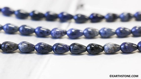 M/ Dumortierite 7x10mm Teardrop Beads 15.5 Inches Long, Natural Dark Blue Gemstone Smooth Teardrop, For Earring, Crafts, Diy Jewelry Designs