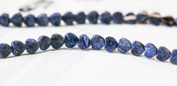 S/ Dumortierite 8mm Heart Beads 16" Strand Natural Gemstone Beads For Crafts For All Jewelry Making