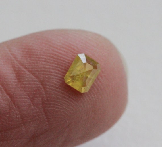 4x3.2mm Rose Cut Diamond For Wedding Rings/pendant, 0.24 Cts Flat Back Faceted Yellow Diamond Loose, Yellow Emerald Shaped Diamond-pdd167
