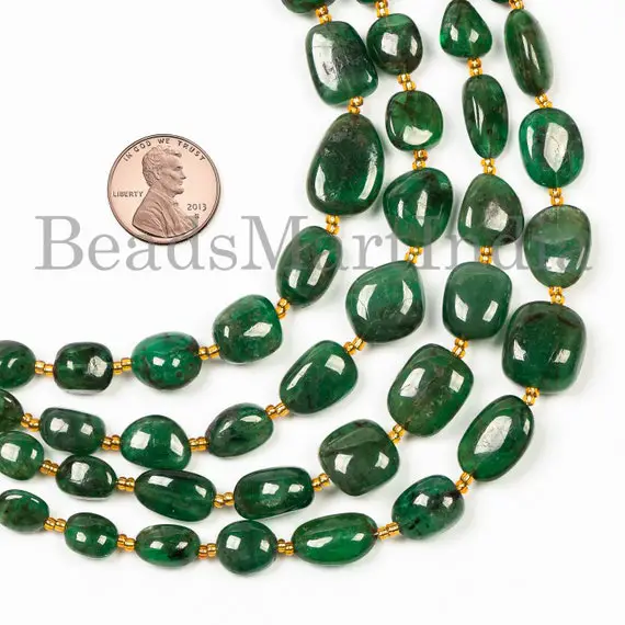 Natural Emerald Beads, Emerald Smooth Beads, Emerald Nuggets Shape Beads, Emerald Smooth Nuggets Shape Beads, Emerald Gemstone Beads