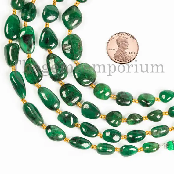 Natural Emerald Smooth Beads, Emerald Beads, Emerald Nugget Beads, Gemstone Beads, Smooth Nugget Beads, Emerald Jewelry Beads