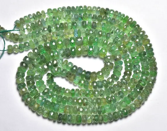 16 Inches Strand Natural Zambian Emerald Rondelles 4.5mm To 5.5mm Faceted Rondelle Gemstone Beads Jewelry Finest Emerald Beads Strand No5369