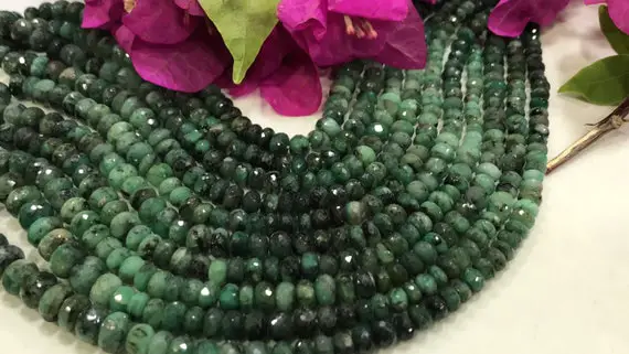 Independence Day Sale New Brand 18 Inches Natural Emerald Size 4-8 Mm Faceted Rondelle Beads, Emerald Beads Graduated An Amazing