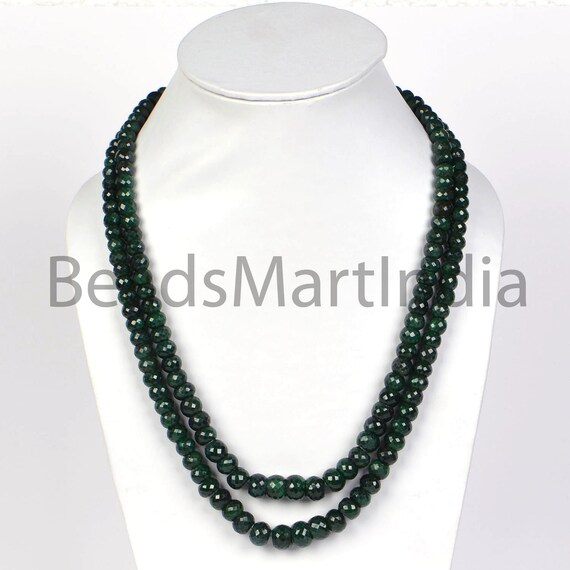 Corundum Emerald Dyed Faceted Rondelle Shape Beads Necklace,emerald Rondelle(8-17mm) Necklace, Emerald Faceted Beads , Emerald Natural Beads