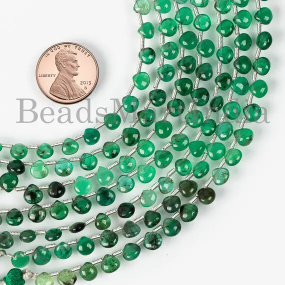 5-6 Mm Emerald Beads, Emerald Smooth Gemstone, Emerald Heart Shape Beads, Emerald Jewelry Beads, Emerald Plain Beads, Emerald Natural Beads