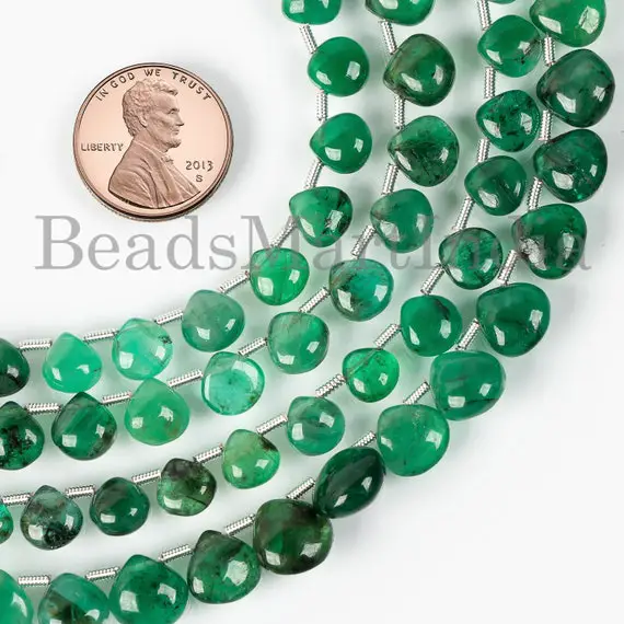 6-8 Mm Emerald Beads, Emerald Smooth Beads, Emerald Heart Shape Beads, Emerald Gemstone Beads, Emerald Natural Beads, Emerald Plain Beads