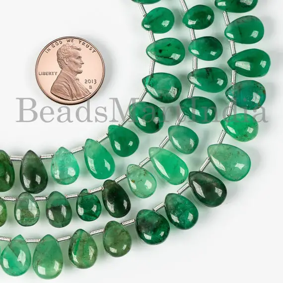 Shaded Emerald Beads, 7x9-8x11 Mm Emerald Pear Shape, Emerald Smooth Beads, Emerald Gemstone Beads, Emerald Natural Beads, Jewelry Making