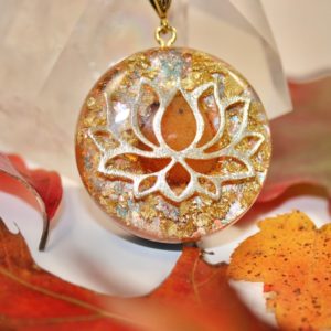 Shop Orange Calcite Jewelry! Energizing Orange Calcite Lotus Orgonite Pendant  – Orgone Generator – ORMUS – Courage – Authentic Orgonite – 5G – EMF Protection – Boho | Natural genuine Orange Calcite jewelry. Buy crystal jewelry, handmade handcrafted artisan jewelry for women.  Unique handmade gift ideas. #jewelry #beadedjewelry #beadedjewelry #gift #shopping #handmadejewelry #fashion #style #product #jewelry #affiliate #ad