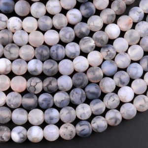 Matte Finish Dragon Vein Agate Beads 6mm 8mm 10mm Round Cracked Fire Agate 15.5" Strand
