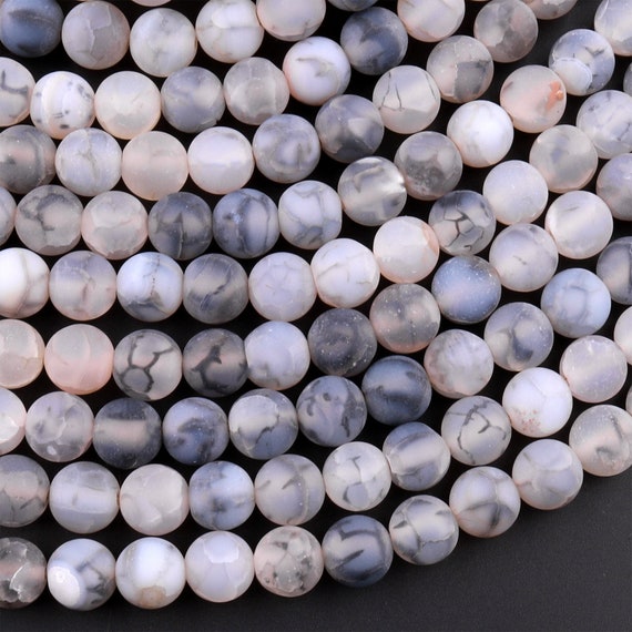 Matte Finish Dragon Vein Agate Beads 6mm 8mm 10mm Round Cracked Fire Agate 15.5" Strand Matte Finish Dragon Vein Agate Beads 6mm 8mm 10mm Round Cracked Fire Agate 15.5" Strand