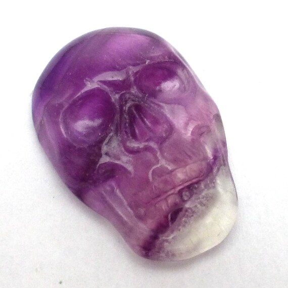 Skull Cabochon Purple Fluorite Carved One Of A Kind Unique Unisex Jewelry Rocker Biker Masculine Jewelry Day Of The Dead Halloween Carving