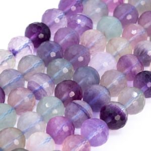 Shop Fluorite Faceted Beads! Genuine Natural Multicolor Fluorite Loose Beads Grade AAA Micro Faceted Round Shape 8mm 9-10mm | Natural genuine faceted Fluorite beads for beading and jewelry making.  #jewelry #beads #beadedjewelry #diyjewelry #jewelrymaking #beadstore #beading #affiliate #ad