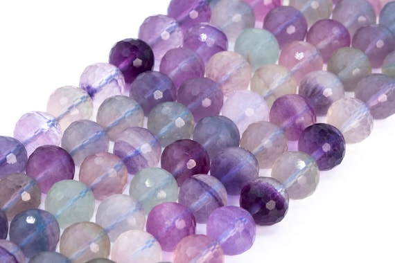 Genuine Natural Multicolor Fluorite Loose Beads Grade Aaa Micro Faceted Round Shape 8mm 9-10mm