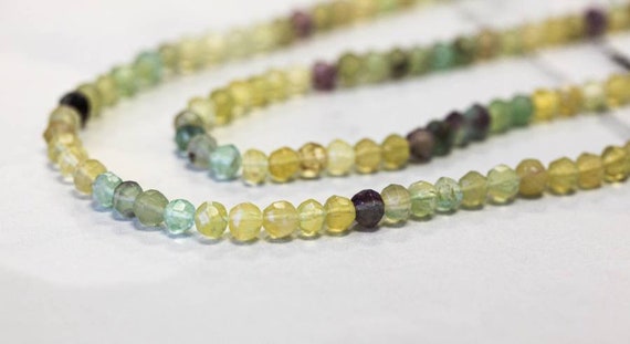 S/ Fluorite 5mm/ 6mm/ 7mm Faceted Round Beads 15.5" Strand Size Varies Natural Multicolor Fluorite Beads For Jewelry Making