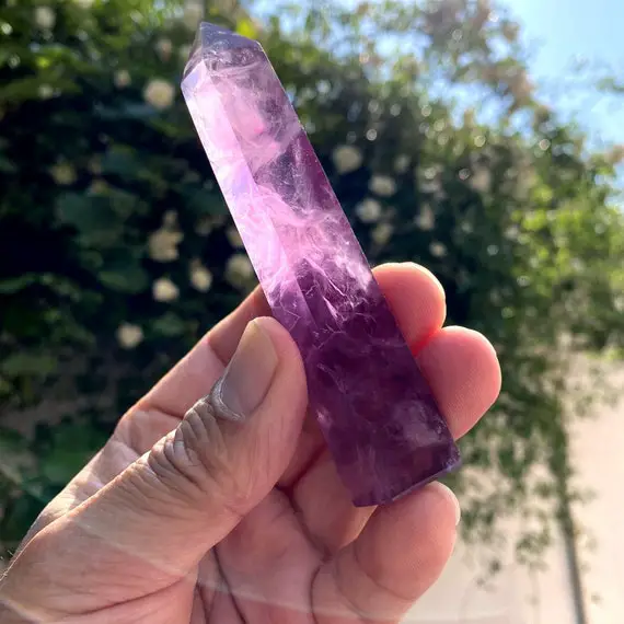 4"natural Light Purple Fluorite Crystal Point,top Quality Hand Made Lavender Fluorite Tower Decor,reiki Heal Meditate Crystal Point/obelisk