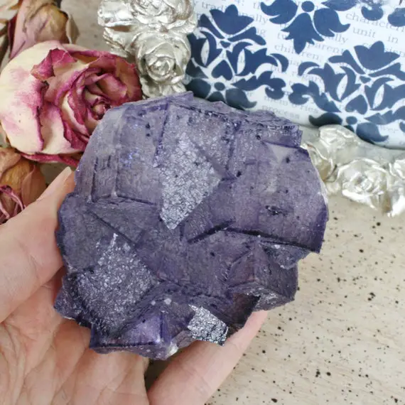Purple Fluorite Cube Crystal Cluster On Limonite, Gordonsville Mine, Tennessee, 3.15"x2.62"x2.04" Weight: 274.2 Grams
