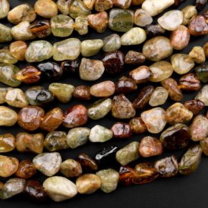 Shop Garnet Chip & Nugget Beads! Natural Green Garnet Freeform Chip Pebble Nugget Beads Gemstone 15.5" Strand | Natural genuine chip Garnet beads for beading and jewelry making.  #jewelry #beads #beadedjewelry #diyjewelry #jewelrymaking #beadstore #beading #affiliate #ad