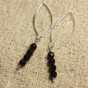 Shop Garnet Earrings! Boucles oreilles Argent 925 Crochets 40mm – Grenat Facetté 5mm | Natural genuine Garnet earrings. Buy crystal jewelry, handmade handcrafted artisan jewelry for women.  Unique handmade gift ideas. #jewelry #beadedearrings #beadedjewelry #gift #shopping #handmadejewelry #fashion #style #product #earrings #affiliate #ad
