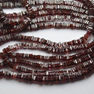 Shop Garnet Bead Shapes! 16 Inches Strand,Natural Garnet Heishi Cut Beads,Size 3.5-4mm | Natural genuine other-shape Garnet beads for beading and jewelry making.  #jewelry #beads #beadedjewelry #diyjewelry #jewelrymaking #beadstore #beading #affiliate #ad