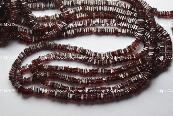 16 Inches Strand,natural Garnet Heishi Cut Beads,size 3.5-4mm