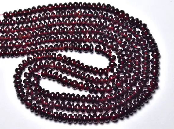 14 Inches Strand Natural Garnet Rondelle Beads 5mm To 7.5mm Smooth Rondelles Gemstone Beads Jewelry Superb Garnet Plain Beads Strand No5433