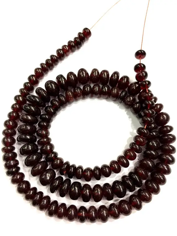Natural Gemstone Garnet Smooth Gemstone Beads Garnet Rondelle Smooth Beads For Jewelry Making Beads Top Quality Red Garnet Beads