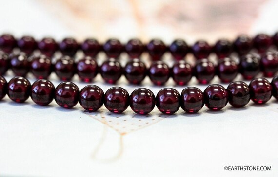 M-s/ Garnet 8mm/ 7mm/ 6mm Smooth Round Beads 15" Strand Red Garnet Gemstone Beads For Jewelry Making